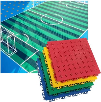 Kunststof Vloertegels - Modulaire Sportmat - Buiten Sporten - Antislip Drainage - 10 Stuks - Blauw