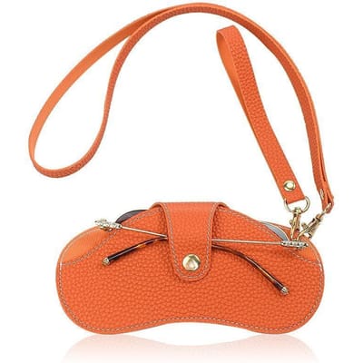 Brillenkoker Draagbare halsophanging Zacht leer Kras Slijtvaste brillentassen PU-lederen brilhouder wrist+neck