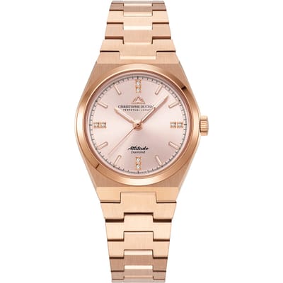 Christophe Duchamp Attitude Double Diamond Dameshorloge - Luxe Edelstalen Horloge - Diamantaccenten - Saffierglas
