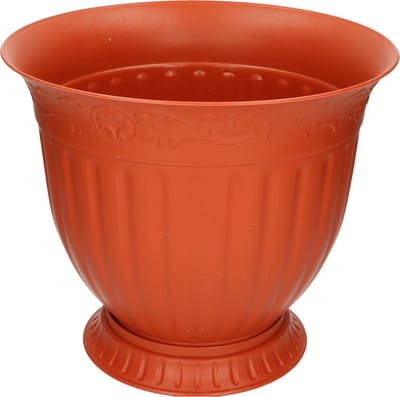 Hega Hagor terracotta plantenpot/bloempot Grecia 30 x 34 cm met schaal kunststof