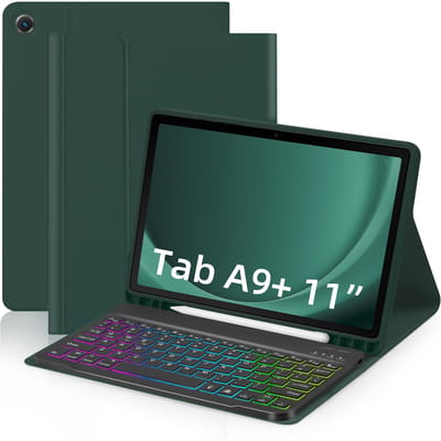 Voor Samsung Galaxy A9 Plus 5G toetsenbord tablethoes Verander uw tablet in een laptop met donkergroene kleur