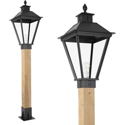 KS Verlichting Buitenlamp zwart Square XL WOOD Sokkel tuinverlichting