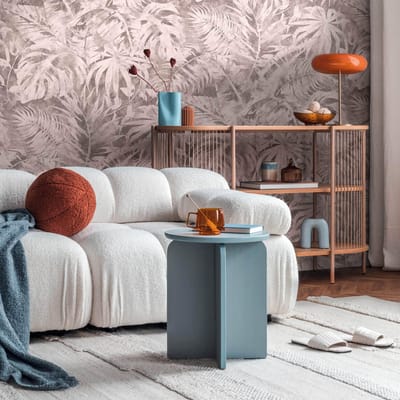 Fotobehang Profhome 791457-GU vliesbehang hardvinyl warmdruk in reliëf licht gestructureerd met palmen mat roze oudroze bruinrood 1,59 m x 2,8 m