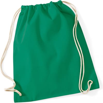 Westford Mill Cotton Gymsac WM110 - Kelly Green - 37 x 46 cm