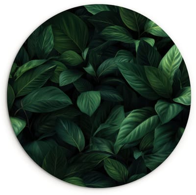 WallCircle® Wandcirkel 120x120 cm - Muurcirkel Bladeren - Ovaal - Groen - Nerven - Muurdecoratie woonkamer - Wanddecoratie slaapkamer - Kamer decoratie accessoires - Ronde schilderijen XXL