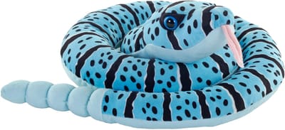 Wild Republic Pluche ratelslang knuffel - 91 cm - slangen - reptielen - blauw - speelgoed knuffeldieren