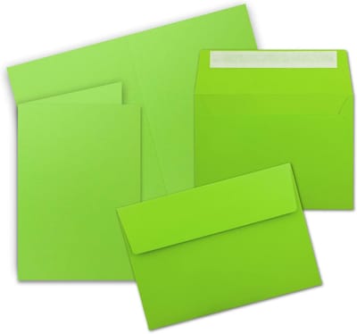 50x Vouwkaarten DIN A6 met Enveloppen C6 - Lichtgroen Karton 220g/m²