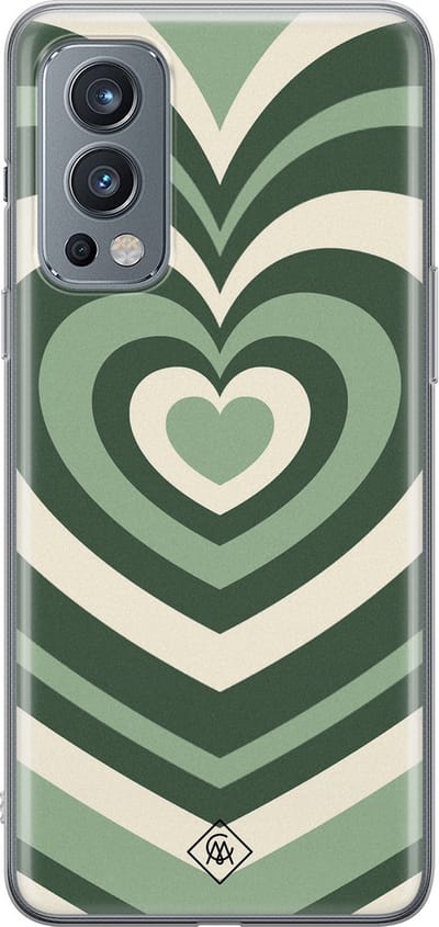 Casimoda® hoesje - Geschikt voor OnePlus Nord 2 - Marmer Hart Swirl - TPU - Backcover - Groen - Marmer