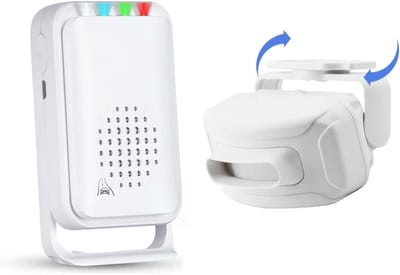 Bewegingssensor Deurbel met Ontvanger voor Winkels en Huizen, Welkom Alarm voor Ouderen en Toegangscontrole (1 Sensor & 1 Ontvanger)