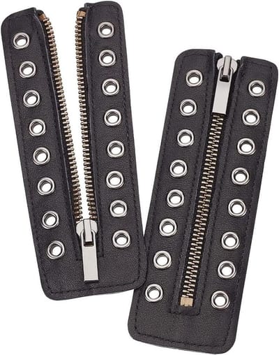 MK Stoer -PU Lederen Rits Boot Veters - Schoenveters - Tieless - Zwart - Boot Rits Inserts - Laarzen - Schoenen - 15,7x5,35cm - Geschikt voor 8 Oogjes Boot - 5mm Gat - 1 Paar