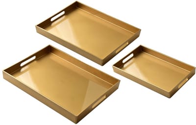 MONDEX - Blanche Gold Set van 3 dienbladen 40x30x4cm / 35x25x3.5cm / 30x20x3.5cm