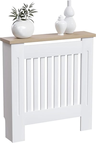 Moderne radiatorafdekking met houten bovenplank in wit - Perfect voor elk interieur
