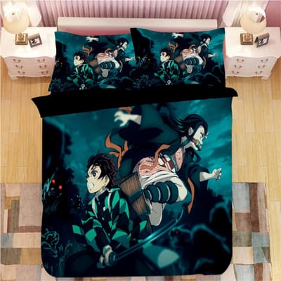 Demon Slayer Beddengoedsets Cartoon Dekbed Bedlinnen Jongens Kinderen Eenpersoons Tweepersoons Maat Zacht Beddengoed Woondecoratie Anime Dekbedovertrekken Au Single 140x210cm