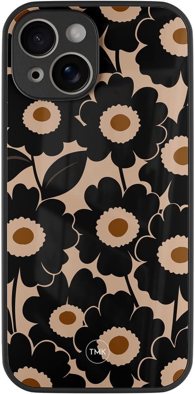 Hoesje geschikt voor Apple iPhone 13 - Bloom luxe - Zwart - TPU luxe case (glossy toplaag) - Bloemen - Hardcase backcover zwart