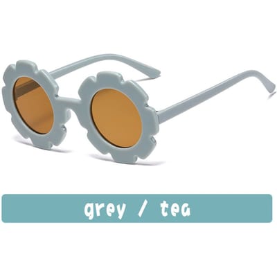 1 stuks Vintage Bloemvorm Kinder Zonnebril Coole Bril Voor Jongens En Meisjes Buiten Zonnebrillen Trendy gray