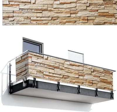 Balkonscherm 500x110 cm - Balkonposter Stenen - Beige - Bruin - Licht - Balkon scherm decoratie - Balkonschermen - Balkondoek zonnescherm