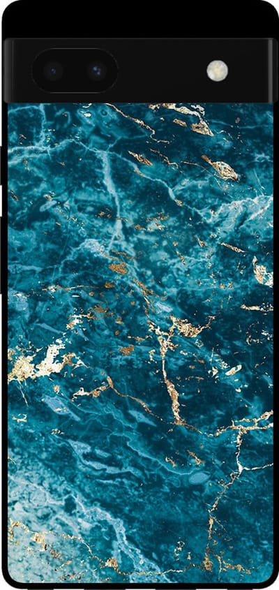 Smartphonica Telefoonhoesje voor Google Pixel 6 met marmer opdruk - TPU backcover case marble design - Blauw Goud geschikt voor Google Pixel 6