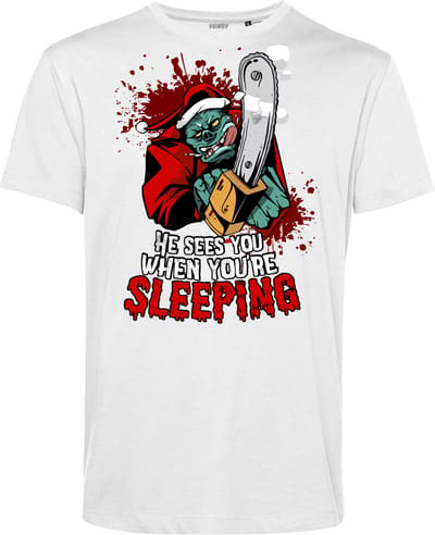 T-shirt Monster Santa | Foute Kersttrui Dames Heren | Kerstcadeau | Kerstpakket | Wit | maat XS