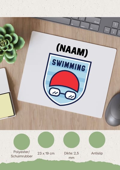 Akyol - swimming met je eigen naam Muismat - Zwemmen - sport liefhebbers - mensen die houden van zwemmen - zwemdiploma - zwemcadeau - verjaardagscadeau - verjaardag - cadeau - kado - geschenk - gift - 23 bij 19 cm