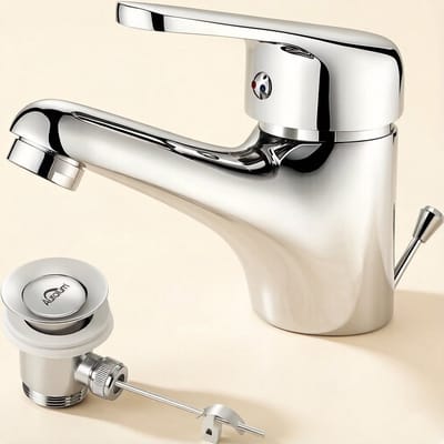 Auralum max Wastafelkraan - Badkamerkraan - RVS Mengkraan - Met trekwaste - Waterbesparend - Chroom