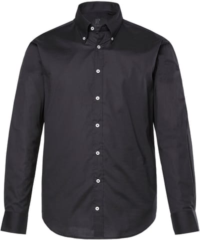 JP 1880 - Heren - Overhemd FLEXNAMIC® buttondown kraag moderne Basic Fit - Zwart - Maat 3XL