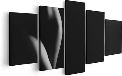 Artaza Canvas Schilderij Vijfluik Naakte Vrouw Lichaam - Erotiek - 100x50 cm - Wanddecoratie Woonkamer - Schilderijen - Muurdecoratie