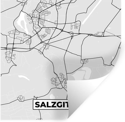 Muurstickers - Sticker Folie - Duitsland - Kaart - Stadskaart - Plattegrond - Salzgitter - 100x100 cm - Plakfolie - Muurstickers Kinderkamer - Zelfklevend Behang XXL - Zelfklevend behangpapier - Stickerfolie
