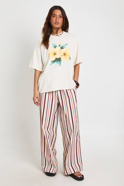 boohoo Dames Poplin Broek Met Wijde Pijpen En Trekkoord | Maat: 42