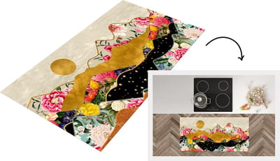 Keukenloper - Loper keuken - Bloemen - Goud - Marmer - 120x60 cm - Keukenloper vinyl