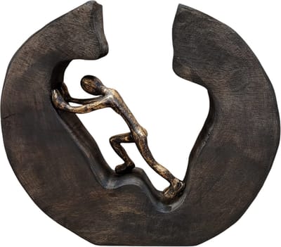 Casablanca Design   -Sculptuur Innerlijke ruimte creeren -  Keep Pushing  - Hout en Metaal zilver