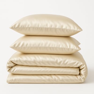 Satijnzacht Dekbedovertrek 140x220 cm – Creme Luxe Glans – Microvezel Polyester – Incl. 60x70 cm Kussensloop – Kreukvrij & Strijkvrij Hotelkwaliteit