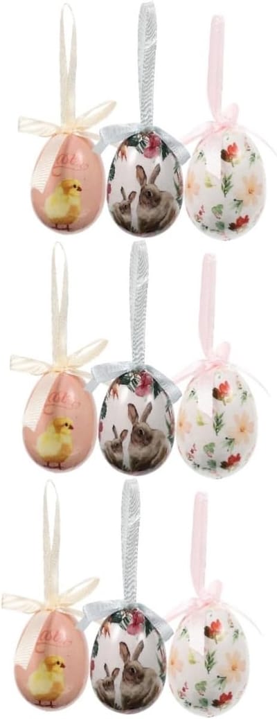 Paasei Decoraties - Hangende Ornamenten - Paasfeest Versieren - Lichtgewicht Schuim - 7 x 5 cm - Gekleurd