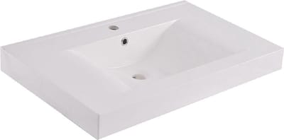 Xellanz Tigris wastafel enkel met 1 kraangat 80x46x8 cm kunstmarmer glans wit