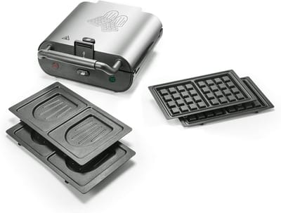 DnA® Wafelijzer Met Verwisselbare Platen - Wafelijzer Tefal - Wafelijzer Hartvorm - Zilver - 29cm x 25cm x 12cm