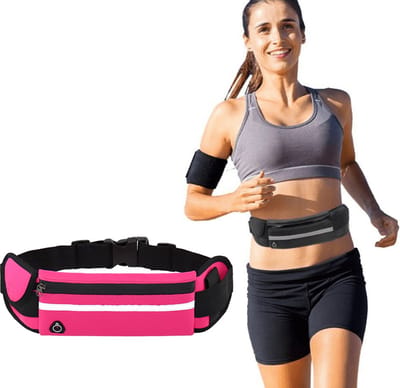 Heuptas I Running Belt I Met Telefoonhouder I Met Smartphonehouder I Reflecterend I Hardlooptas I Verstelbare Taille 50-80 cm I Roze