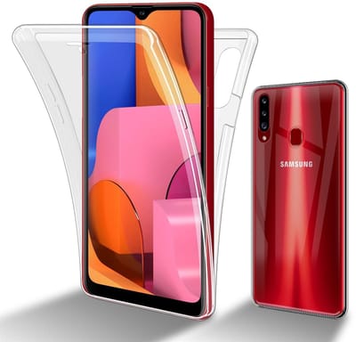 Cadorabo Hoesje geschikt voor Samsung Galaxy A20s in TRANSPARANT - 360° Full Body Case Cover Beschermhoes Voor- en achterbescherming, all-round bescherming met displaybescherming