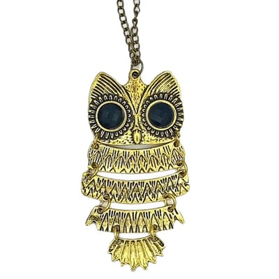 Rhylane - Lange Ketting 70 cm - Grote Uil Hanger L 9 cm B 4.5 cm - Kleur Brons