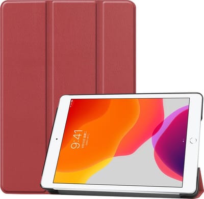Arara Hoes Geschikt voor iPad (2021/2020/2019) 10.2 inch 9e/8e en 7e generatie hoes - Tri-fold bookcase - Donker Rood