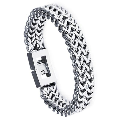 Victorious Zilveren Armband Heren – Gevlochten Zilver en Roestvrij Staal – Zilver – 20cm