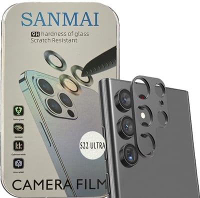 Metalen Camera Lens Protector Voor Samsung Galaxy S22Ultra Aluminium Camera Cover Frame zwart 2STUKS