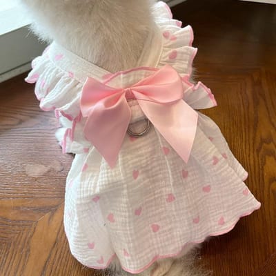 Zomer Honden Koeljurk Dunne Strik Hart Print Hondenkleding Huisdier Rokje Kitten Puppy Kostuum Chihuahua Bichon Yorkie Meisjes Hond Vest XL