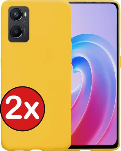 Hoesje - 2 Stuks - Geschikt voor OPPO A76 - Sterk & Shockproof - Telefoonhoes - Back Cover - Case Siliconen - Telefoon Hoes - Geel