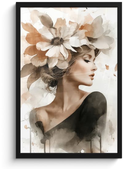 Poster in lijst - Fotolijst 40x60 cm - Posters - Bloesem - Portret - Gezicht - Posterlijst zwart - Decoratie - Wanddecoratie woonkamer - Muurdecoratie slaapkamer