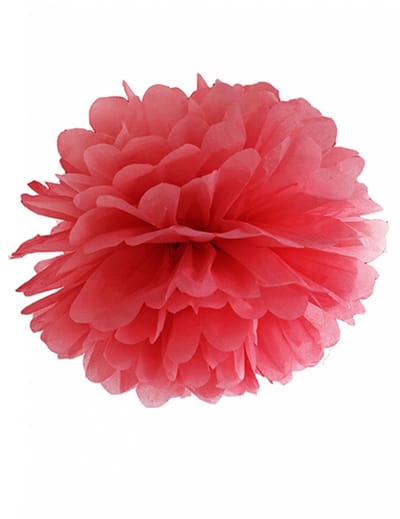 PARTYDECO - Rode papieren pompon om op te hangen 25 cm