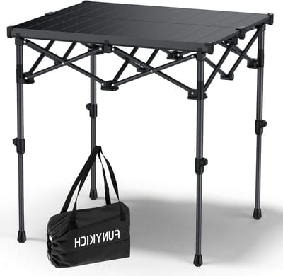 Opvouwbare Campingtafel 67x58cm van Aluminium, Draagbare Picknicktafel met 2 Verstelbare Hoogtes voor Barbecue, Tuinfeest en Strandgebruik