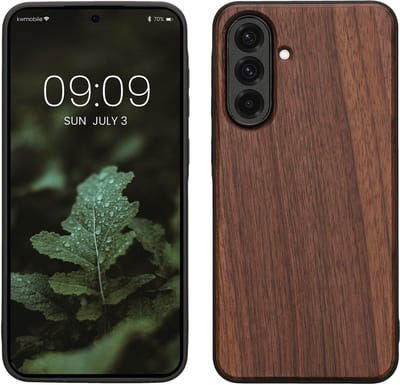 kwmobile telefoonhoesje geschikt voor Samsung Galaxy A36 5G - Hoesje met bumper in donkerbruin - Backcover - hout