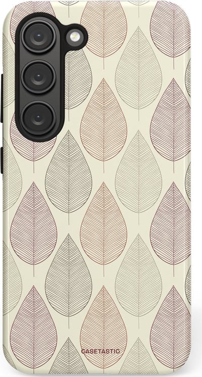 Casetastic hoesje geschikt voor Samsung Galaxy S23 - Dubbellaagse bescherming - Botanisch retro bladeren dans - Fashion Case - Crème