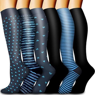 Verpakking van 6 paar unisex compressiekousen, kniekousen, steunkousen - beschermende sportcompressiekousen - S/M-4