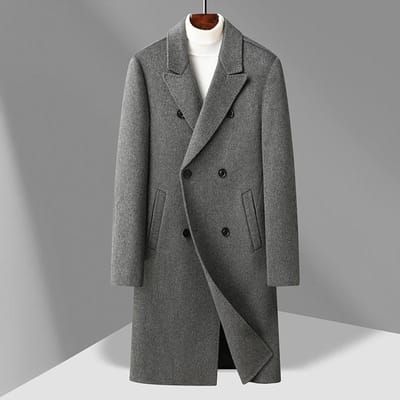 100% Wollen Jas Herenjas Lang Over Knie Dons Verwijderbare Voering Herfst en Winter Nieuwe Heren Wollen Jas 190 gray