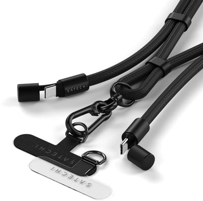 Satechi OntheGo Crossbody Lanyard Kabel – Multi-Device Oplaadcompatibiliteit – Handige Handsfree Draagoplossing – Premium Kwaliteitsmaterialen voor Duurzaamheid - Zwart